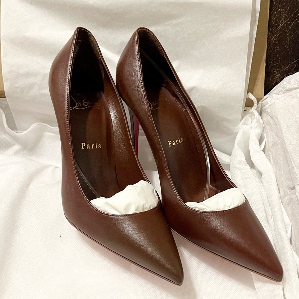 Christian Louboutin Kate 100mm. Napa lux supple leather chocolate brown EU37 - Picture 3 of 12